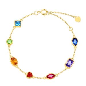 S925 silver 9K gold plated vintage colorful cubic zirconia bracelet for women