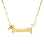 S925 silver 10K gold plated dachshund dog necklace, dainty animal pendant for women