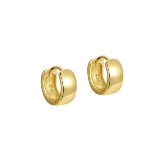 SYMARA plain polished huggie hoop earrings, solid S925 sterling silver minimalist all-match fine jewelry for women daily wear