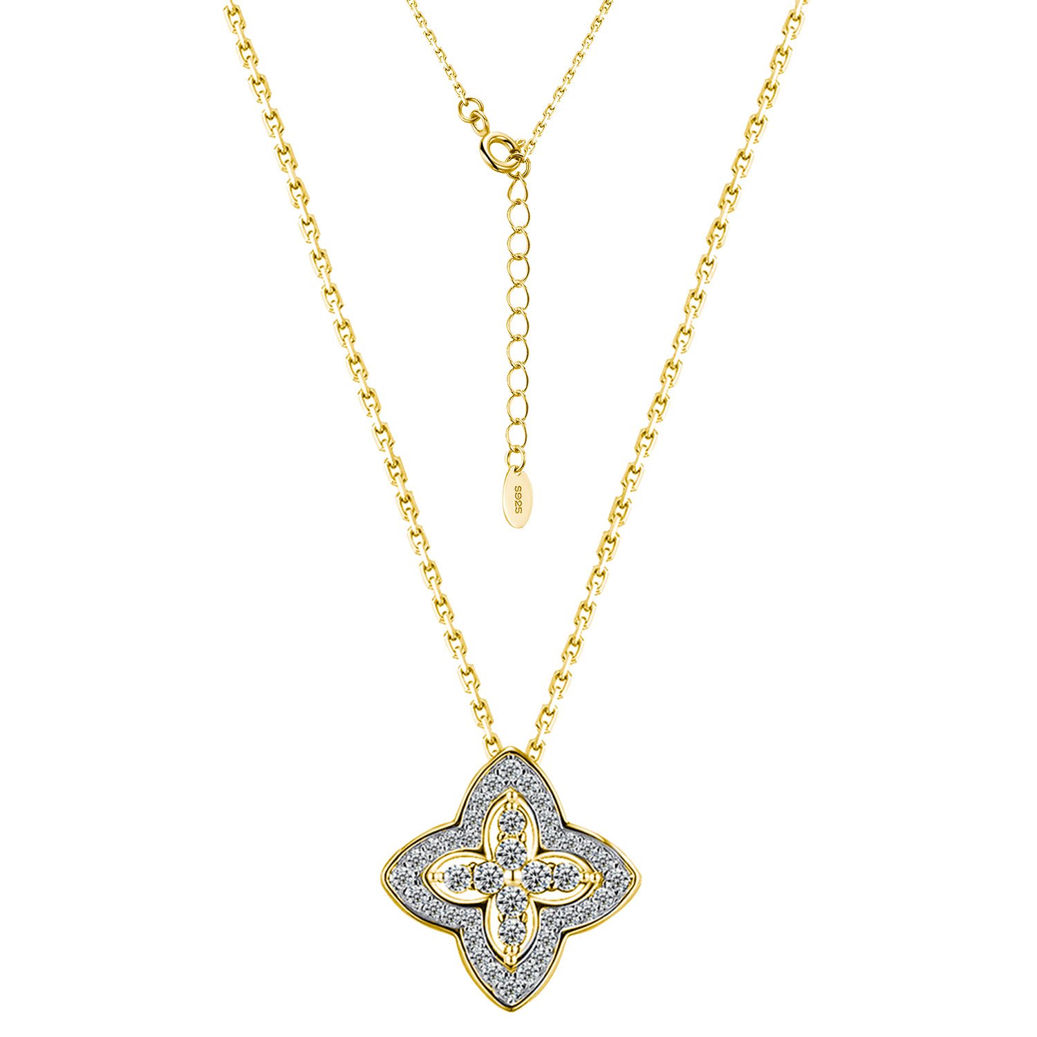 S925 Silver Four-Leaf Clover Moissanite Necklace | SYMARA