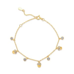 S925 silver 10K gold plated hazelnut bracelet, minimalist dainty bangle for women