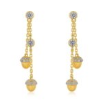 S925 silver 10K gold plated hazelnut tassel earrings, dainty textured studs for women