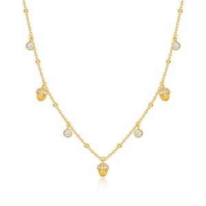 S925 silver 10K gold plated hazelnut tassel necklace, minimalist dainty pendant for women