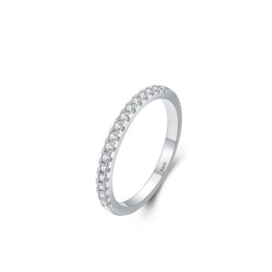 S925 silver half eternity ring with cubic zirconia, dainty stackable minimalist ring for women