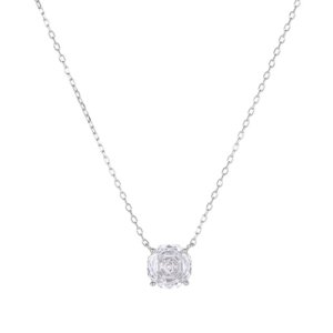 S925 silver rose cut cubic zirconia solitaire necklace, minimalist dainty pendant for women