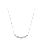 Minimalist smiling line necklace for women, S925 silver cubic zirconia clavicle chain