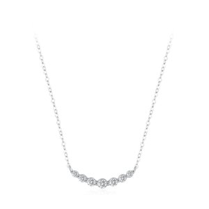 Minimalist smiling line necklace for women, S925 silver cubic zirconia clavicle chain