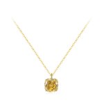 November birthstone color necklace, S925 silver gold plated yellow cubic zirconia clavicle chain
