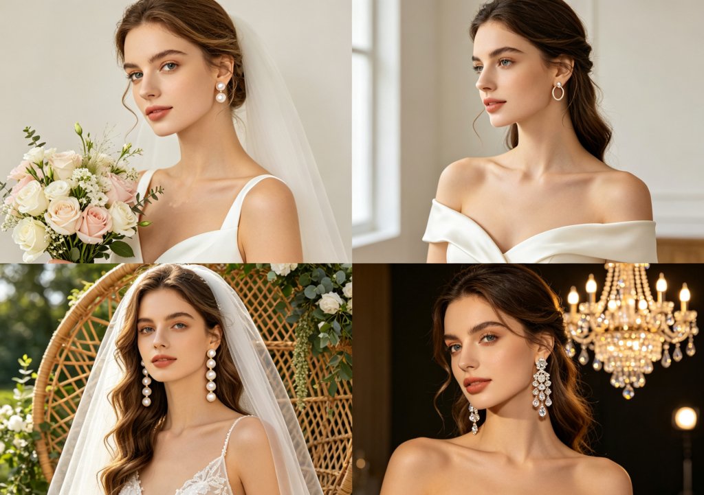 Dressy wedding earrings for classic, minimalist, boho and glamorous weddings