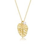 Leaf pearl necklace, vintage textured S925 silver with white shell pearl