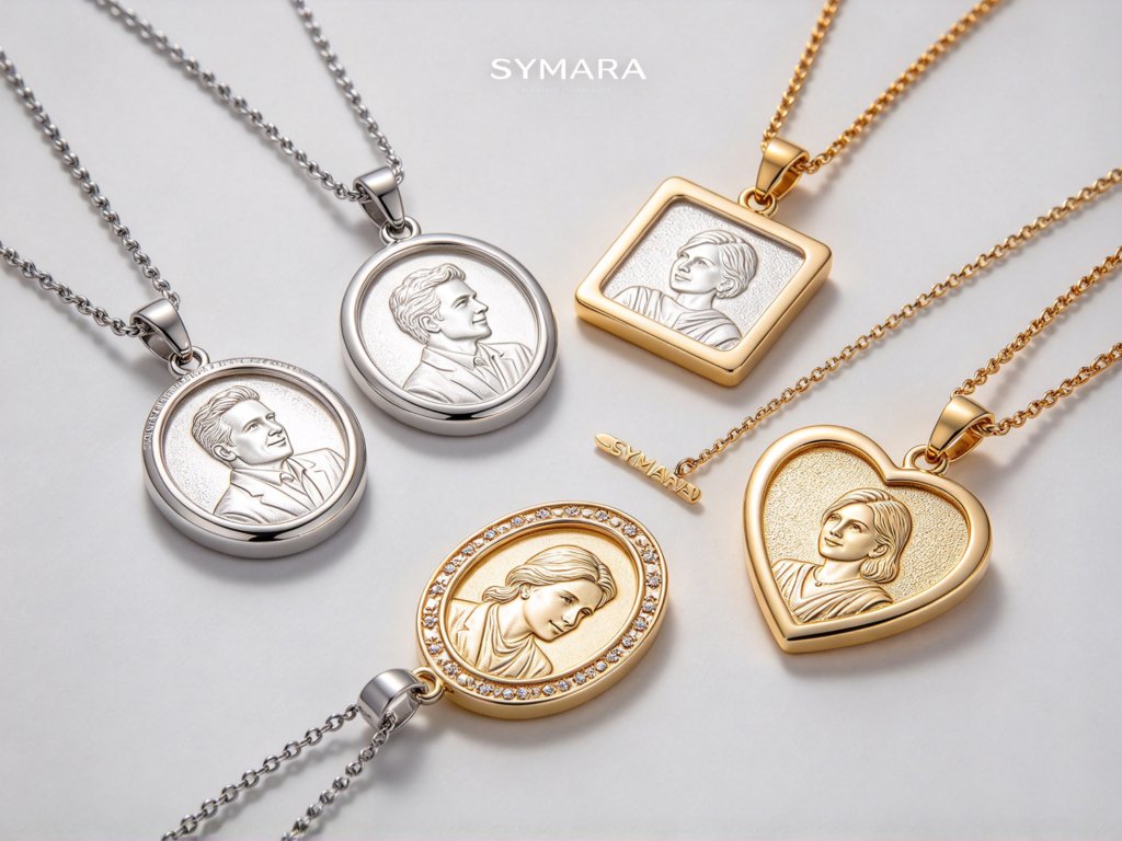 Round square oval heart custom picture pendants, personalized photo necklace shape options