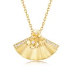 Fan‑shaped flower pendant necklace,10K gold‑plated S925 silver micro pave moissanite, SYMARA jewelry