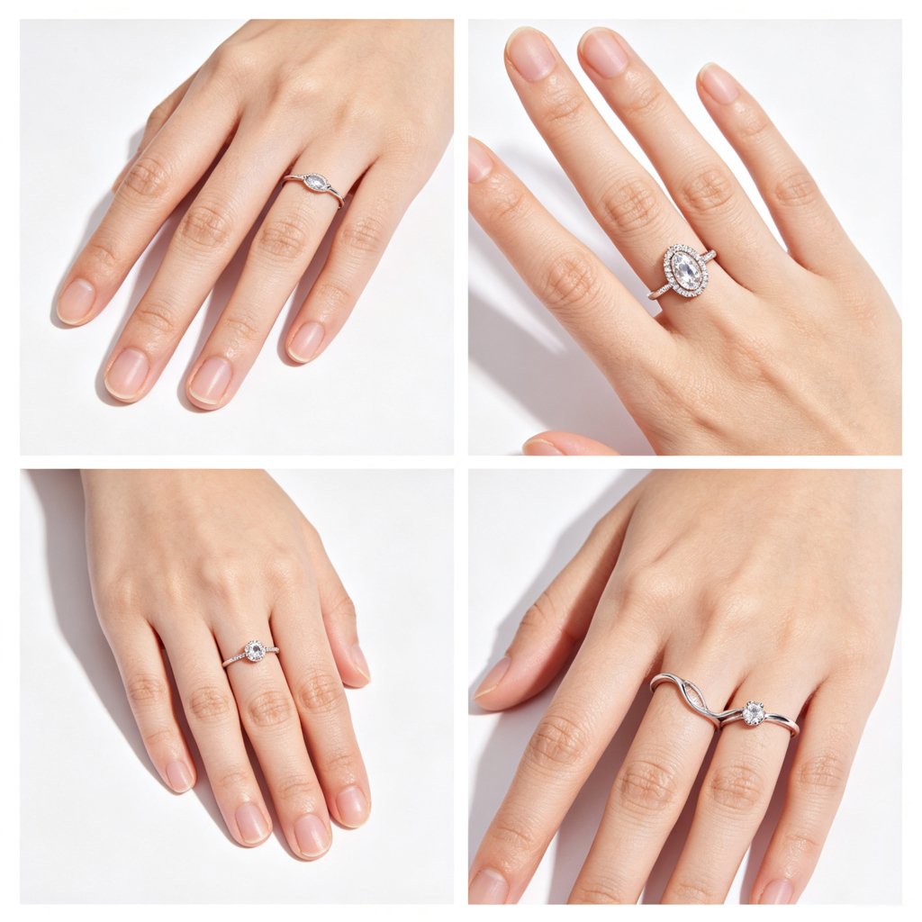 Oval diamond rings in different settings for various hand shapes and finger lengths