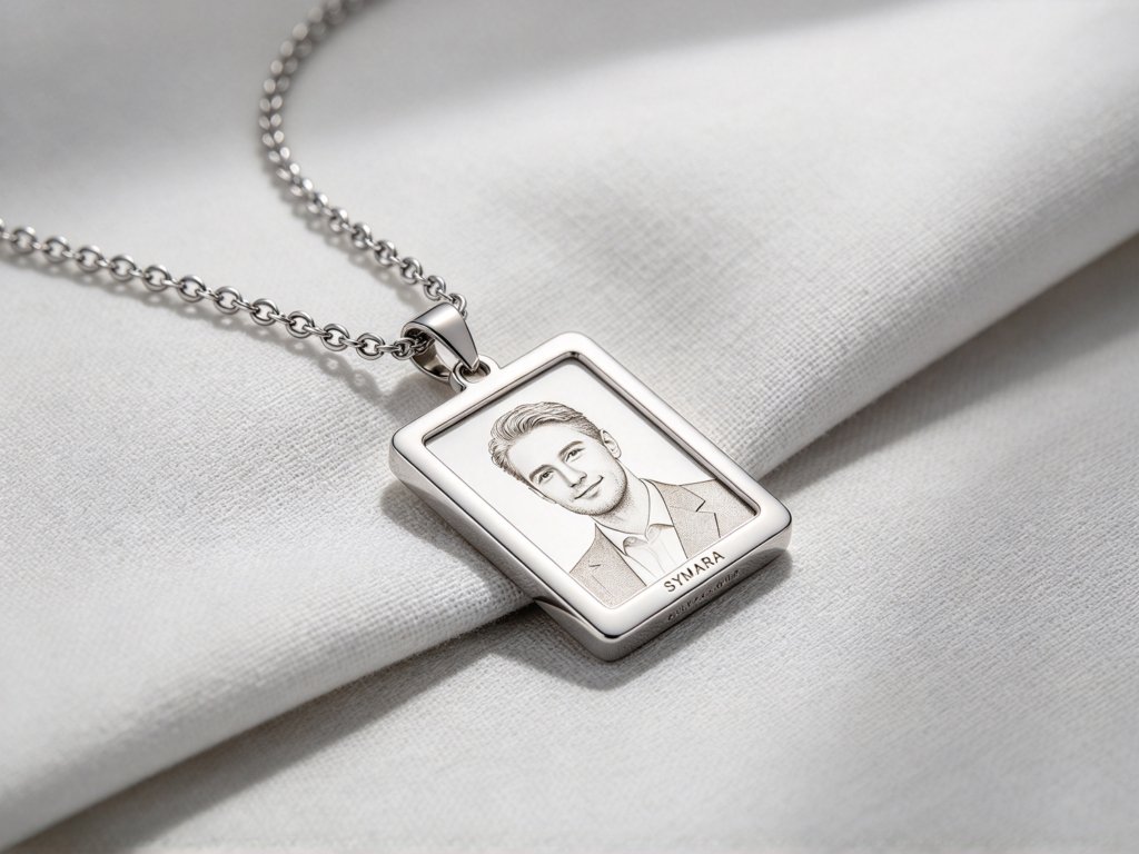 SYMARA custom picture necklace, personalized engraved photo pendant keepsake jewelry
