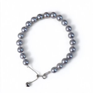 Custom G18K gold Akoya seawater pearl bracelet 6-7mm round pearls on wooden tray with gem certificate, SYMARA fine pearl jewelry